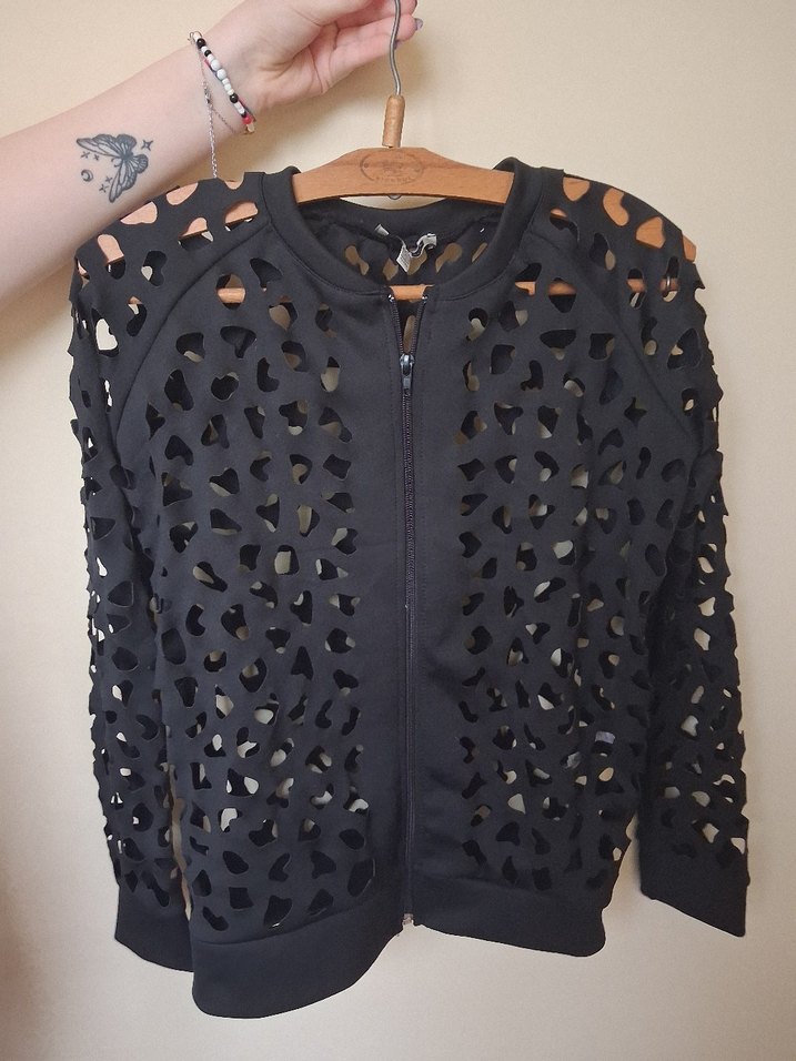 Siyah Dantel Desenli Goth Kadın Ceket - Görsel 3