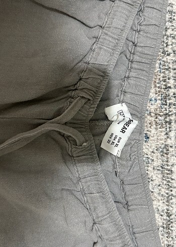 Gri Keten Bol Kesim Kadın Pantolon - Görsel 3