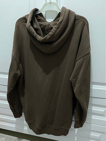 Addax Addax kahverengi kapüşonlu fermuarlı sweatshirt