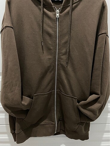 s Beden Addax kahverengi kapüşonlu fermuarlı sweatshirt
