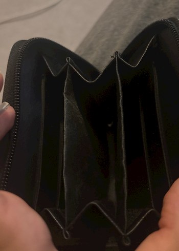 Beden mavi Renk Mavi Baskılı Fermuarlı Deri Kadın Cüzdanı