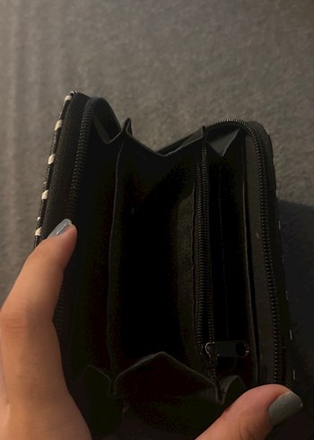 Beden siyah Renk Kadın Siyah Ekoseli Fermuarlı Cüzdan