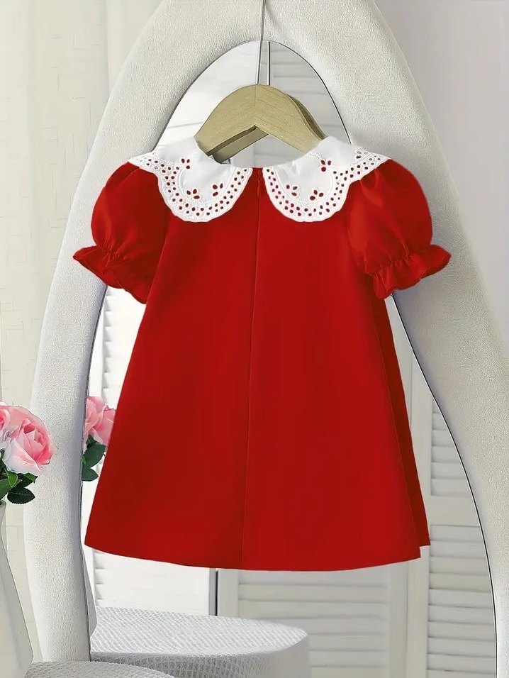 Kız Çocuk Kırmızı Fırfırlı Elbise - Görsel 2