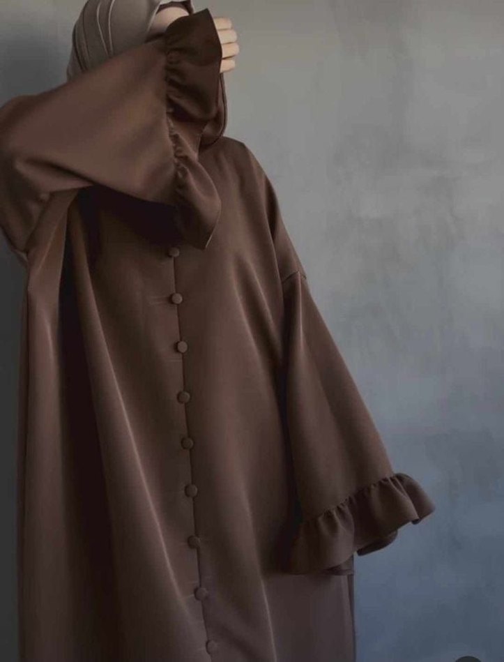 Bordo Uzun Kollu Düğmeli Kadın Elbise - Görsel 3