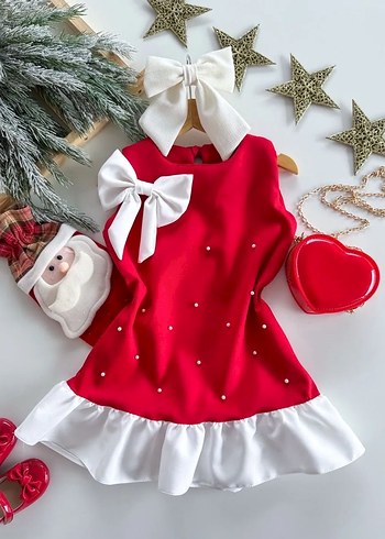 Kız Çocuk Kırmızı Fırfırlı Elbise - Görsel 3