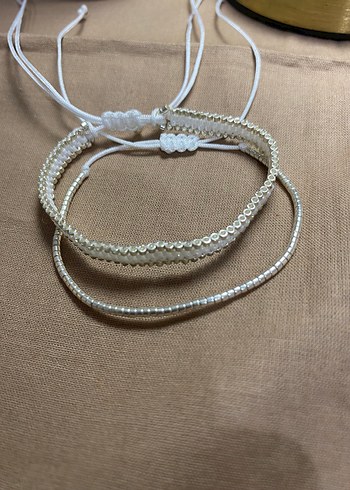 2 li gümüş ve beyaz renkte Miyuki set - Görsel 3