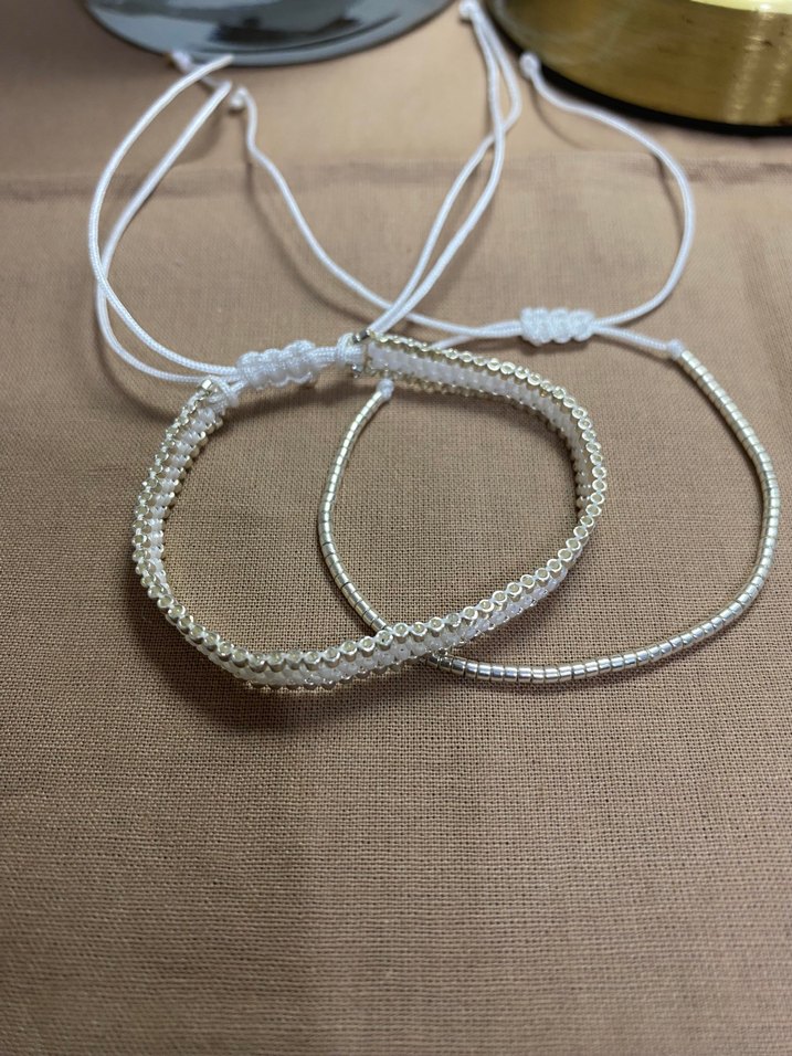 2 li gümüş ve beyaz renkte Miyuki set - Görsel 2