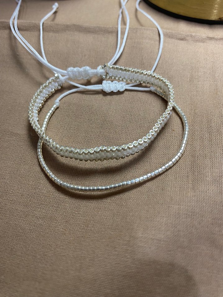 2 li gümüş ve beyaz renkte Miyuki set - Görsel 3