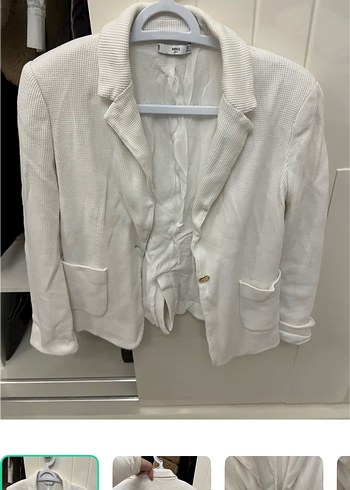 Mango Ekru Dokulu Blazer Ceket