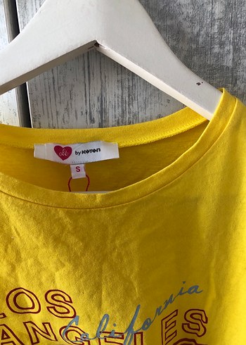 Koton Sarı Baskılı Oversize Tişört