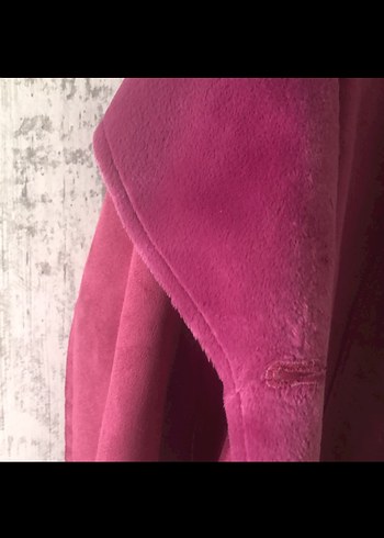 Bordo Süet Düğmeli Midi Kadın Kaban - Görsel 4