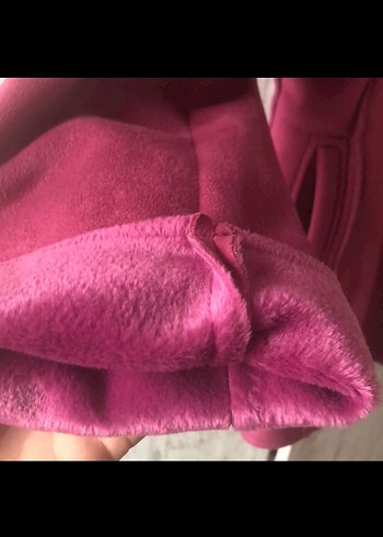 Bordo Süet Düğmeli Midi Kadın Kaban - Görsel 7