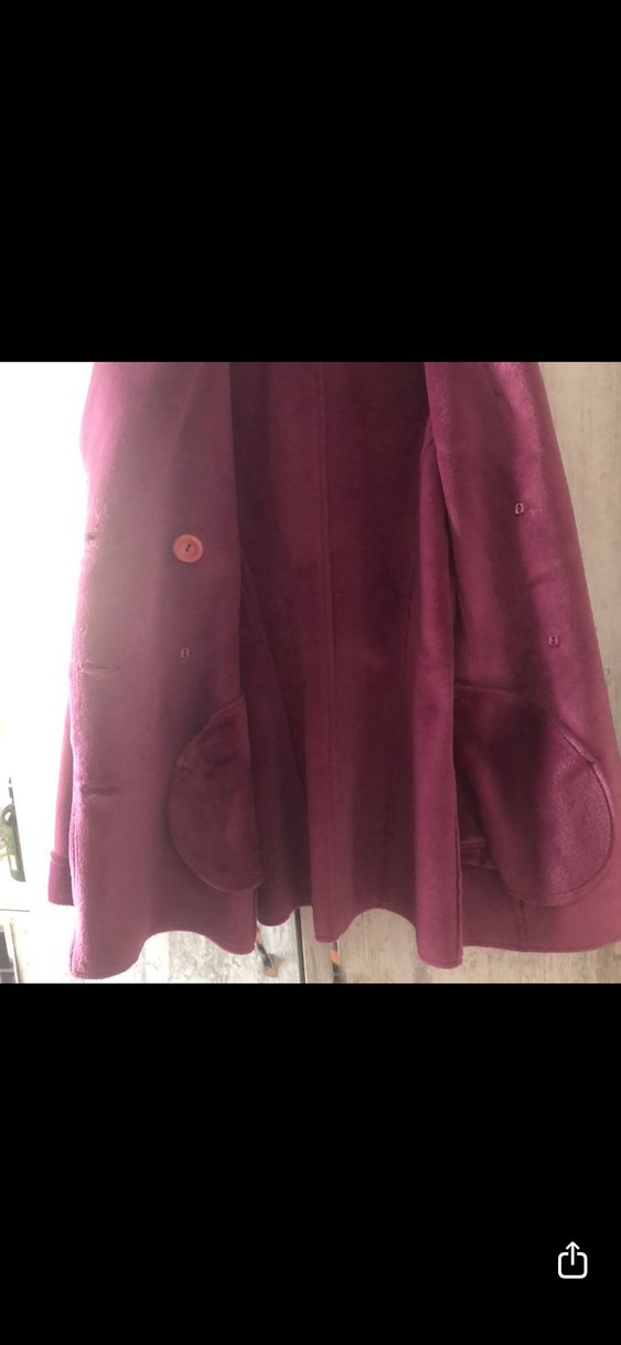 Bordo Süet Düğmeli Midi Kadın Kaban - Görsel 5