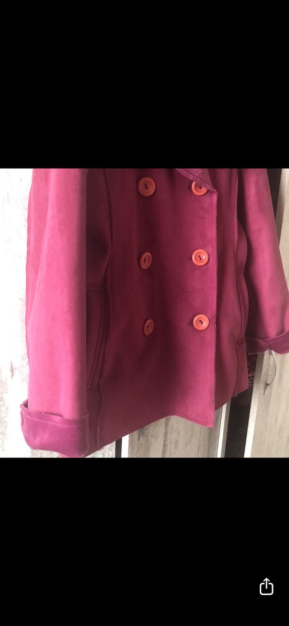 Bordo Süet Düğmeli Midi Kadın Kaban - Görsel 3