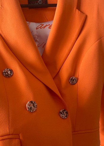Düğmeli Turuncu Kadın Blazer - Görsel 2