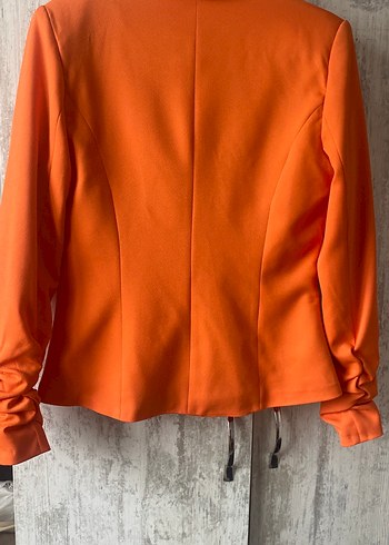 Düğmeli Turuncu Kadın Blazer - Görsel 5