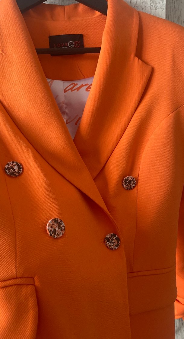Düğmeli Turuncu Kadın Blazer - Görsel 2