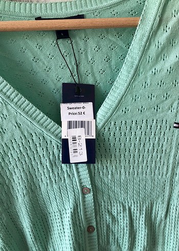 Tommy Hilfiger Düğmeli V Yaka Yeşil Kadın Hırka