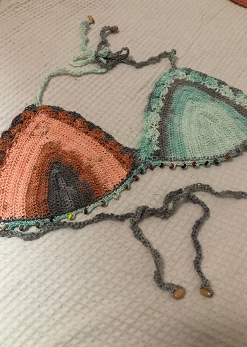 Diğer Örgü Bohem Çok Renkli Mini Bikini Üstü