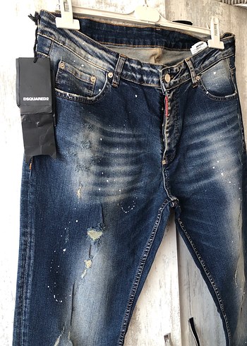 46 Beden Koyu Mavi Erkek Denim Bol Kesim Kot Pantolon