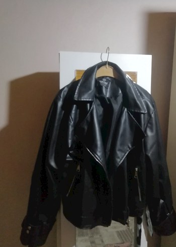 Diğer Kadın Siyah Deri Biker Ceket