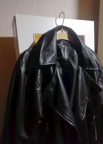 l Beden Kadın Siyah Deri Biker Ceket