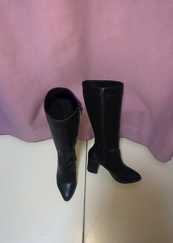 Siyah Rugan Diz Altı Stiletto Çizme - Görsel 2