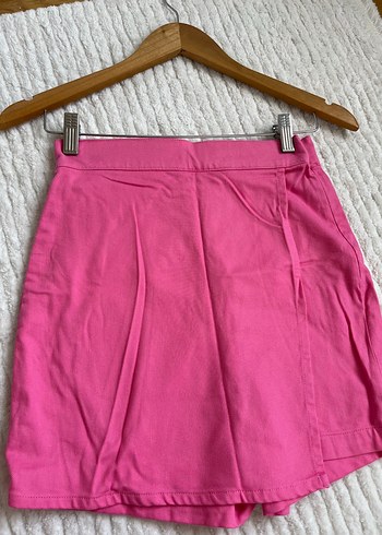 36 Beden pembe Renk Pembe Drapeli Mini Etek