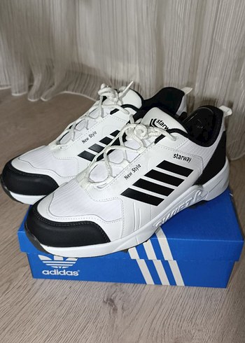 Beyaz Siyah Bağcıklı erkek Sneaker - Görsel 2