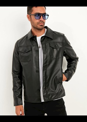 Siyah erkek Deri Ceket - Görsel 2