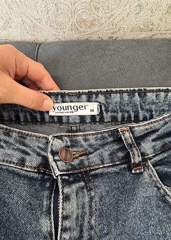 Suud Collection Gri Mavi Salaş Midi Denim Kadın Pantolon