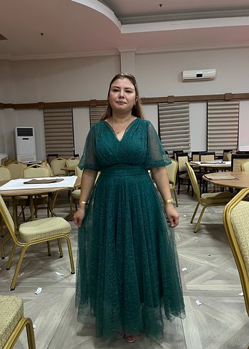 m Beden Prenses model V Yaka midi boy Abiye Elbise