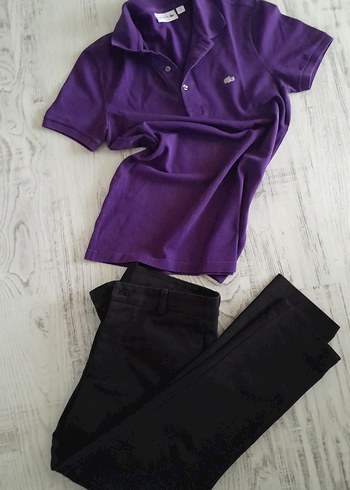 Lacoste Mor Lacoste Polo Tisort Siyah Pantolon Kombin
