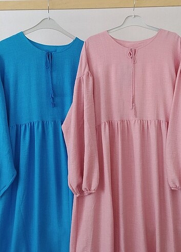 42 Beden Tam tesettür mavi pembe robadan oversize