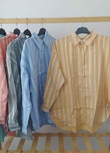 l Beden Oversize LC DeFacto koton tunik gömlek cizgili