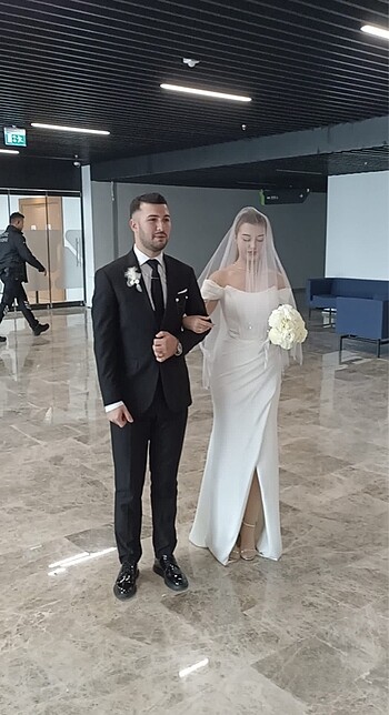 36 Beden beyaz Renk Nikah elbisesi