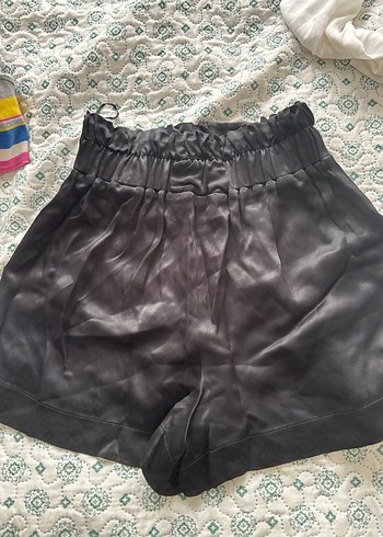 Siyah Salaş Mini Deri Şort - Görsel 4