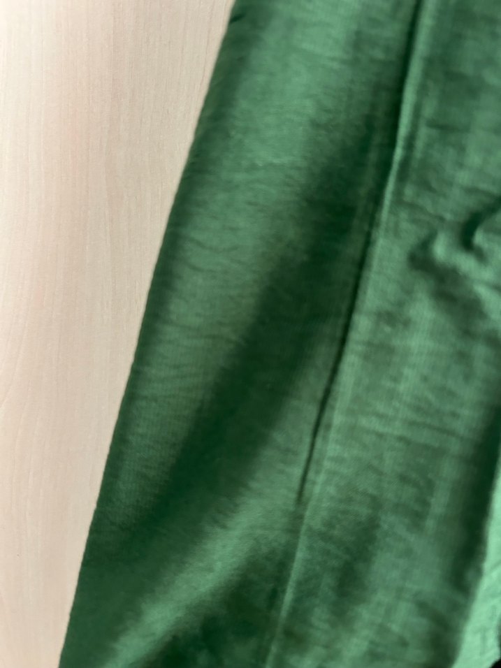 Yeşil Keten Drapeli Kadın Şal - Görsel 2