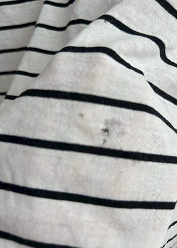 Gri Beyaz Çizgili Oversize Tişört - Görsel 4