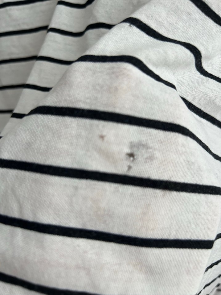 Gri Beyaz Çizgili Oversize Tişört - Görsel 4