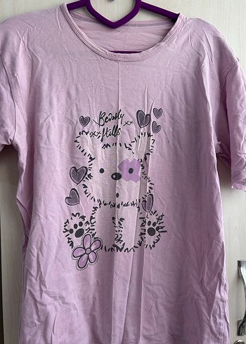 Kız Çocuk Pembe Baskılı Kısa Kollu Tişört pijama - Görsel 2