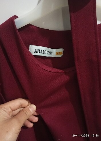 42 Beden bordo Renk Fırfırlı elbise 