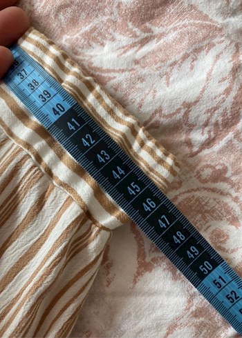 Bej Çizgili Pilili Hamile Etek - Görsel 6