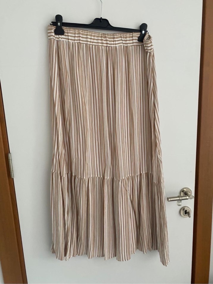 Bej Çizgili Pilili Hamile Etek - Görsel 2