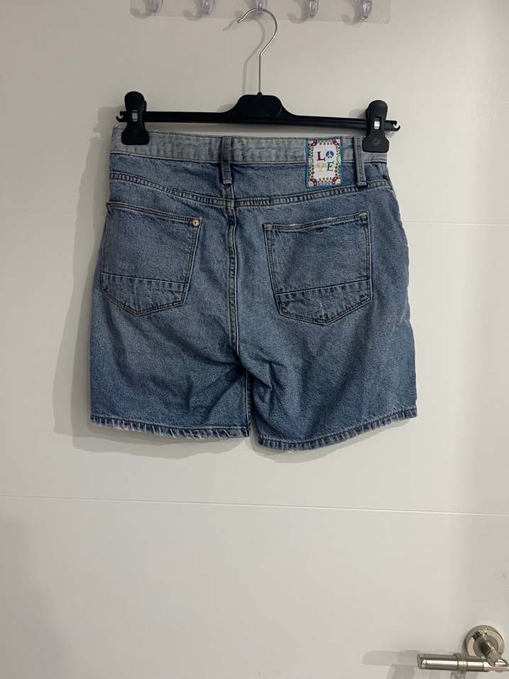 Gri Mavi Kadın Denim Mini Şort - Görsel 3