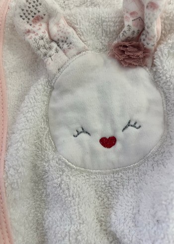 Kız Çocuk Kapüşonlu Beyaz Bornoz - Görsel 3