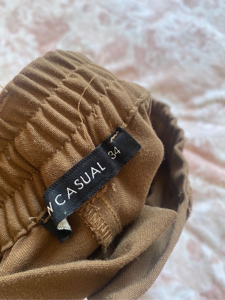 Kahverengi Bol Kesim Midi Kadın Kumaş Pantolon - Görsel 3