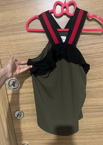 Kırmızı Siyah Şeritli çok tatlı bluz - Görsel 2