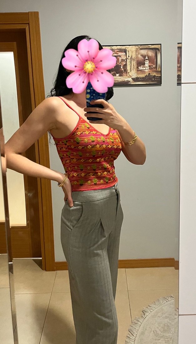 Bohem Tarzı İnce Askılı Desenli Kadın Üstü - Görsel 2