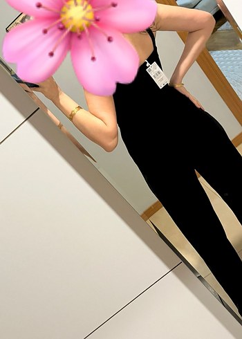 Siyah Straplez uzun kadife Kadın Tulum - Görsel 4